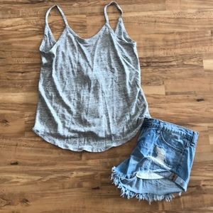 CHASER grey linen tank.